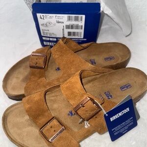 Birkenstock Arizona Mink Tan Suede Sandals NEW WITH BOX 42 W11 M9